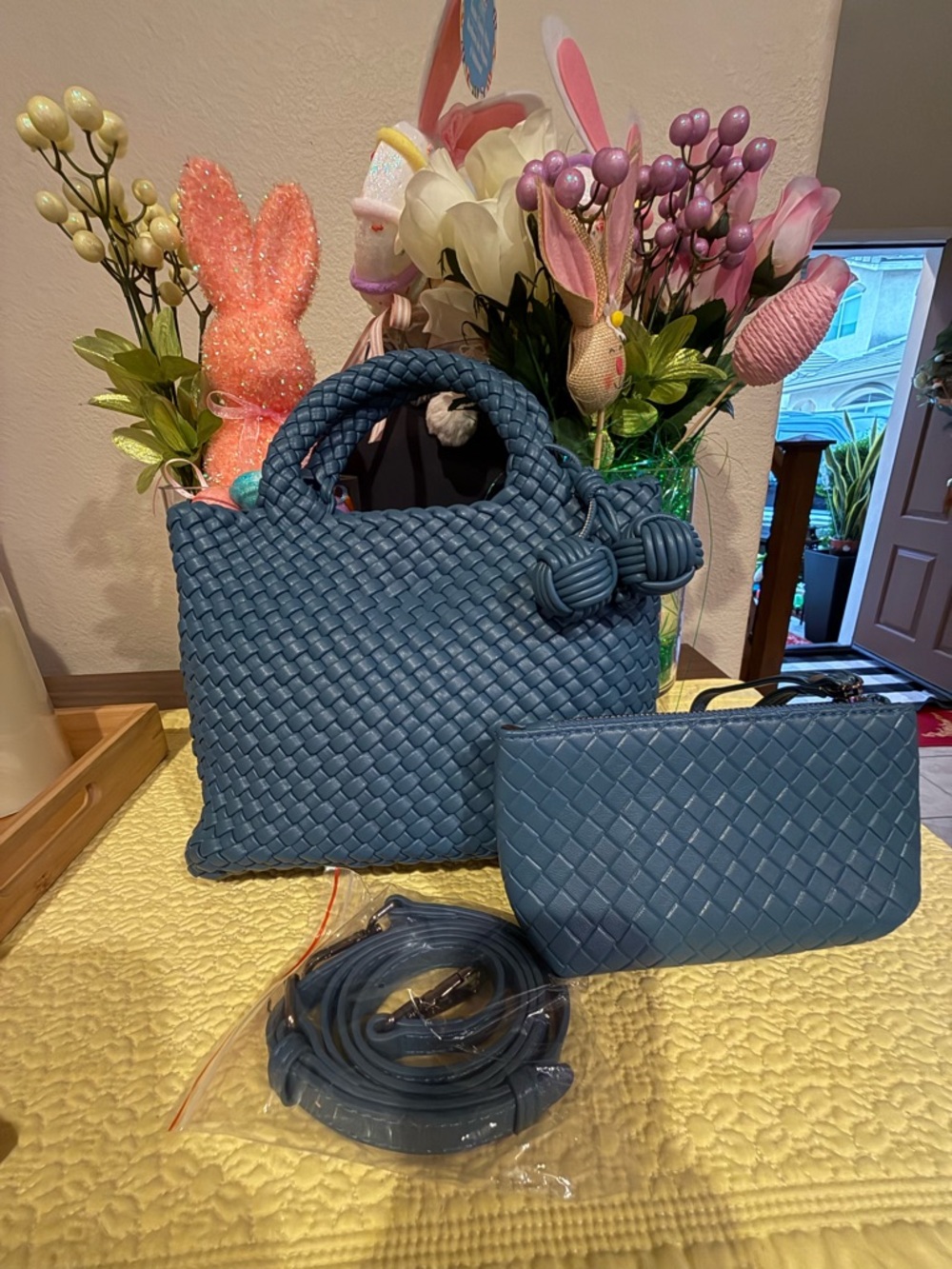 Stunning new blue woven leather bag, designed for both fashion and function ✨